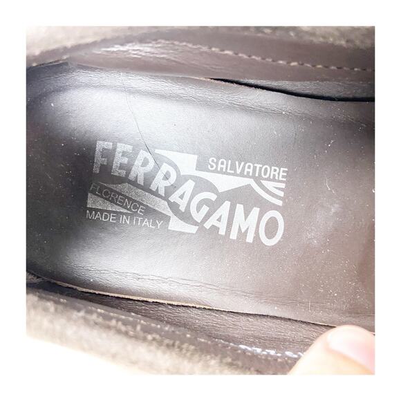 Salvatore Ferragamo Size 8 Brown Mens Suede Slip On Moc Toe Loafer Dress Shoes - Picture 8 of 11